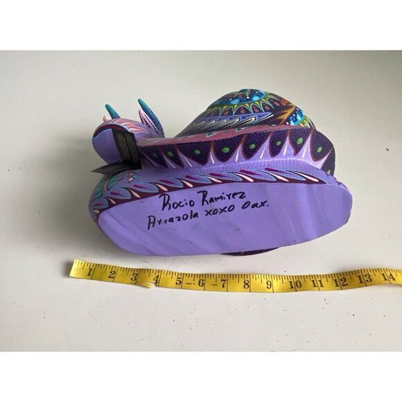 Pineda Covalin Alebrije Large Snail Hand Painted Oaxacan Wood Carving Signed - Picture 12 of 15